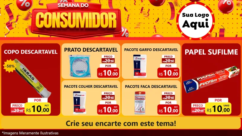 Modelo de TV para TV Horizontal com o tema Semana do Consumidor para Embalagens