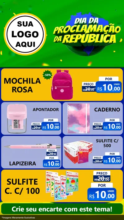 Modelo de TV para TV Vertical com o tema Dia Da Proclamação Da República para Papelaria