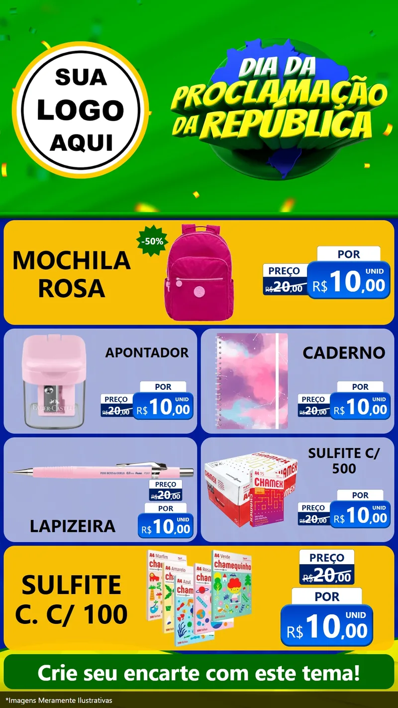 Modelo de TV para TV Vertical com o tema Dia Da Proclamação Da República para Papelaria