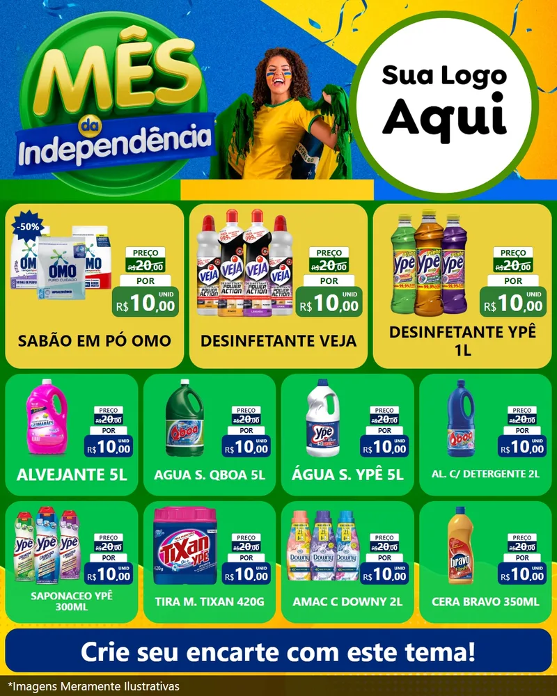 Modelo de Rede Social para Feed Instagram com o tema Mês da Independência para Produtos de Limpeza