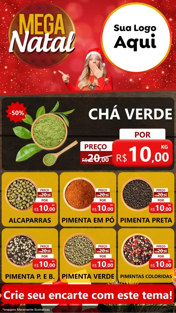 Modelo de Rede Social para Stories com o tema Mega Natal para Produtos Naturais