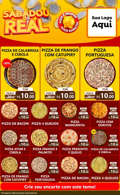 Modelo de Encarte para Encarte Grande com o tema Sabadou do Real para Pizzaria