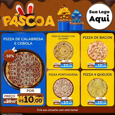 Modelo de Rede Social para Feed Facebook com o tema Páscoa para Pizzaria