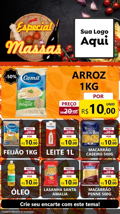 Modelo de Rede Social para Stories com o tema Especial Massas para Supermercado