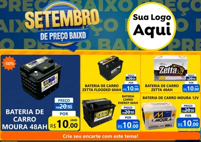 Modelo de Encarte para Encarte A4 Horizontal com o tema Setembro De Preço Baixo para Baterias Elétricas