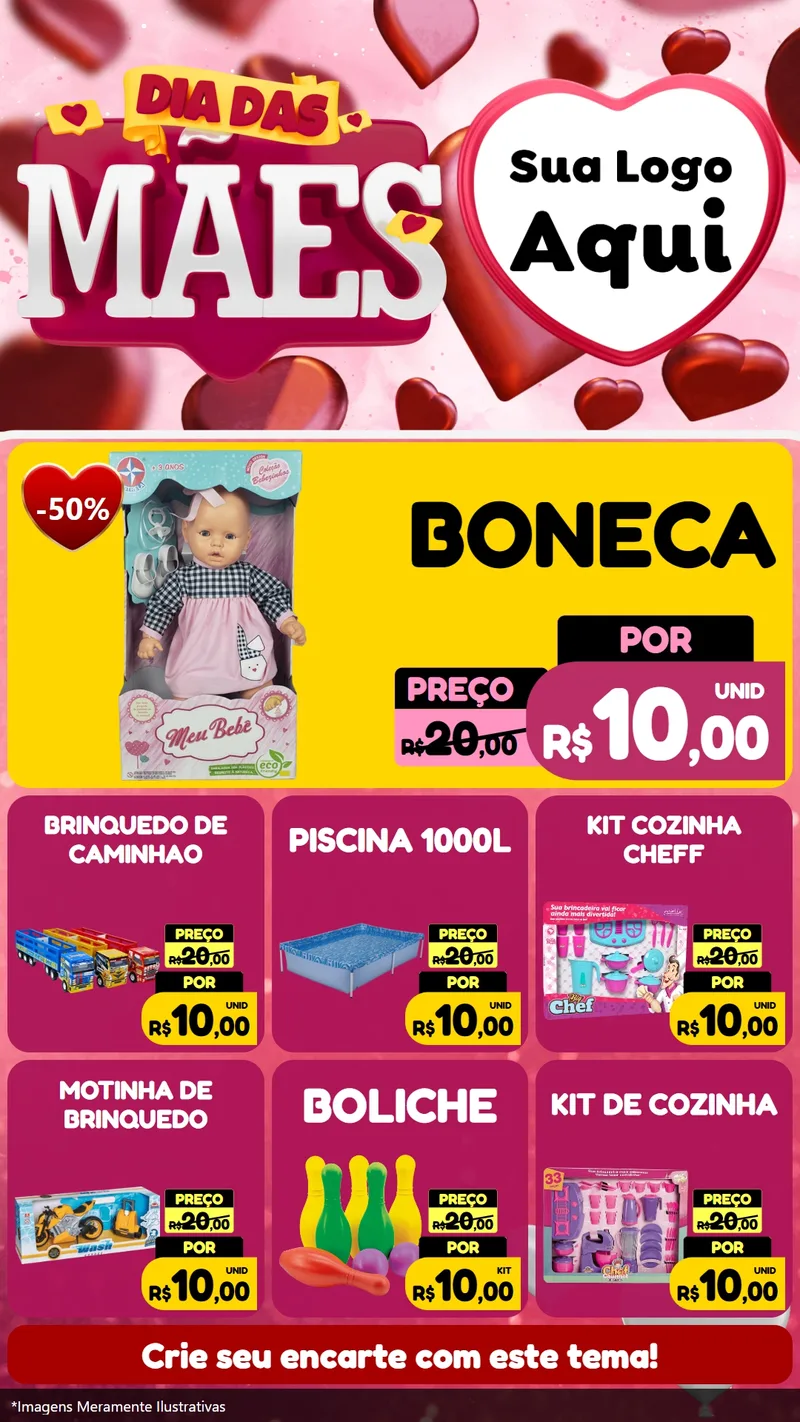 Modelo de Rede Social para Stories com o tema Dia Das Mães para Brinquedos