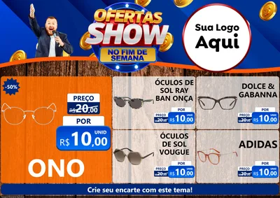 Modelo de Encarte para Encarte A4 Horizontal com o tema Ofertas Show No Fim De Semana para Óticas