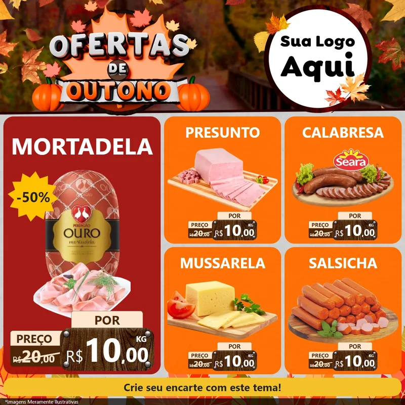 Modelo de Rede Social para Feed Facebook com o tema Ofertas de Outono para Frios e Laticínios
