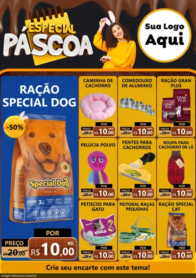 Modelo de Encarte para Encarte A4 Vertical com o tema Especial Páscoa para Pet Shop