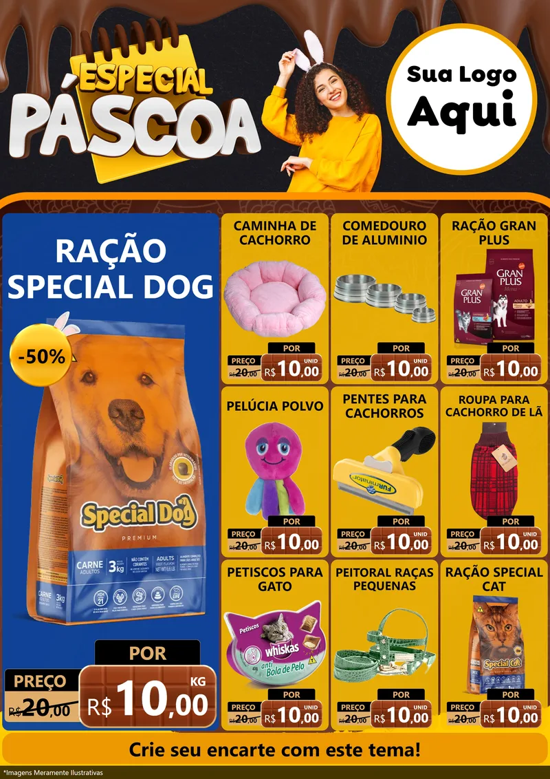 Modelo de Encarte para Encarte A4 Vertical com o tema Especial Páscoa para Pet Shop