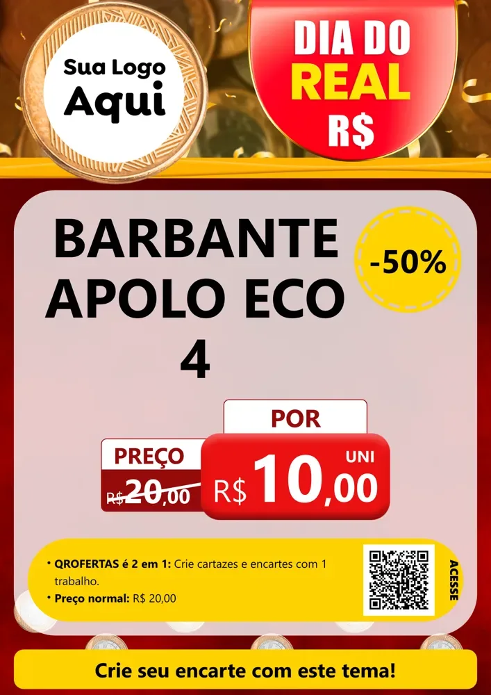 Modelo de Cartaz para Cartaz A4 Vertical com o tema Dia do Real para Armarinho e Aviamentos