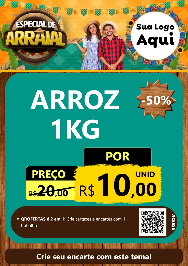 Modelo de Cartaz para Cartaz A4 Vertical com o tema Especial De Arraial para Supermercado