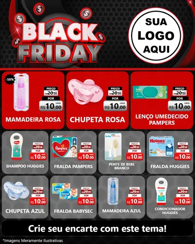 Modelo de Rede Social para Feed Instagram com o tema Black Friday para Bebês