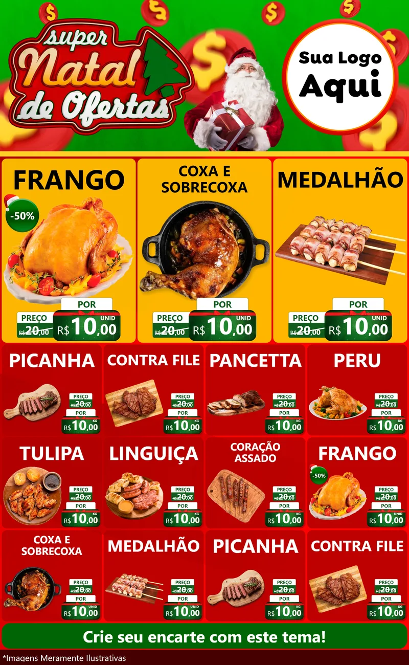 Modelo de Encarte para Encarte Grande com o tema Super Natal de Ofertas para Assados