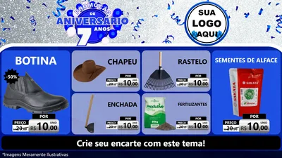 Modelo de TV para TV Horizontal com o tema Promoção de Aniversário - 7 Anos para Agropecuária