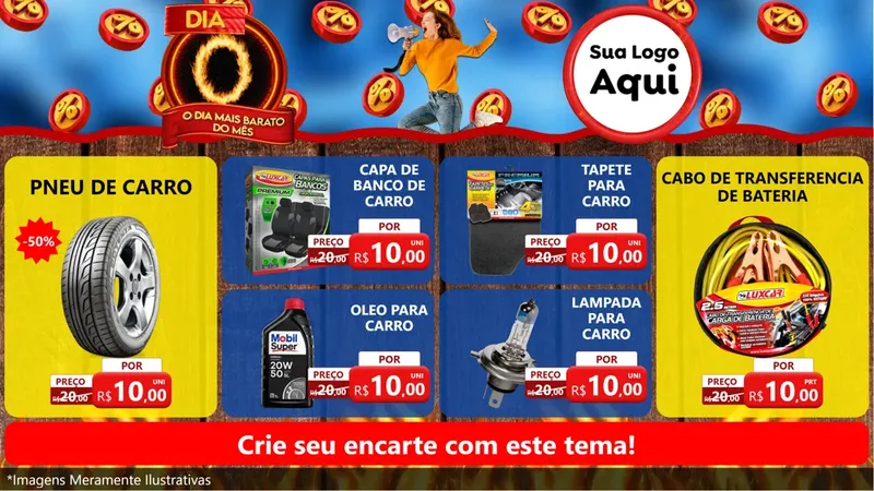 Modelo de TV para TV Horizontal com o tema Dia O - O Dia Mais Barato Do Mês para Auto peças