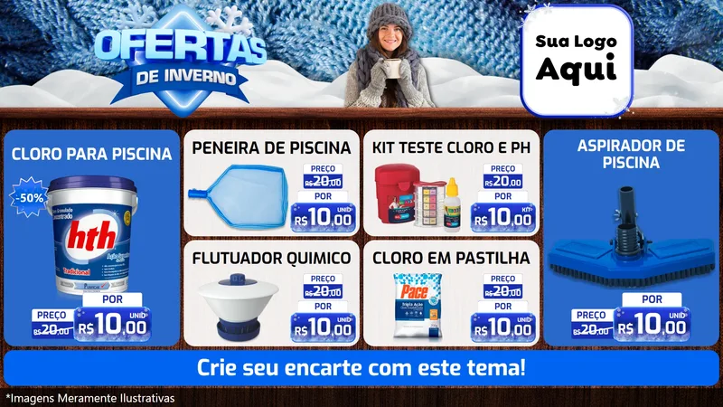 Modelo de TV para TV Horizontal com o tema Ofertas de Inverno para Produtos para Piscina