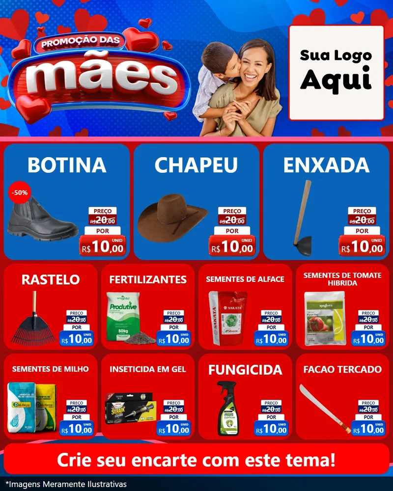 Modelo de Rede Social para Feed Instagram com o tema Promoção das Mães para Agropecuária