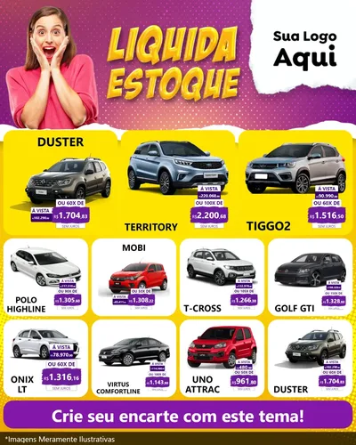 Modelo de Rede Social para Feed Instagram com o tema Liquida estoque para Concessionaria de Carros