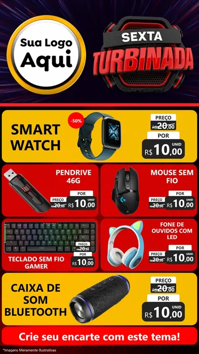 Modelo de TV para TV Vertical com o tema Sexta Turbinada para Informática
