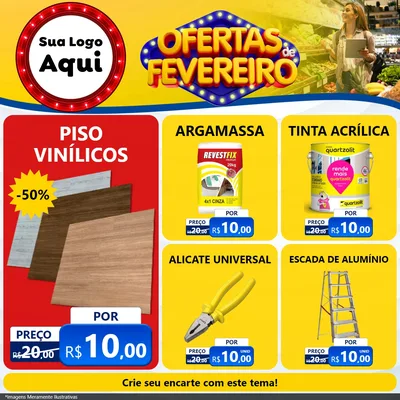 Modelo de Rede Social para Feed Facebook com o tema Ofertas de Fevereiro para Material para Construção