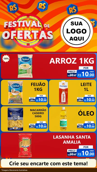 Modelo de TV para TV Vertical com o tema Festival de Ofertas para Supermercado