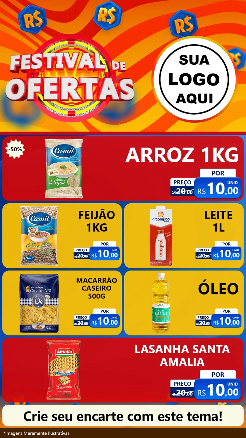Modelo de TV para TV Vertical com o tema Festival de Ofertas para Supermercado