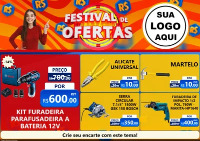 Modelo de Encarte para Encarte A4 Horizontal com o tema Festival de Ofertas para Maquinas e Ferramentas