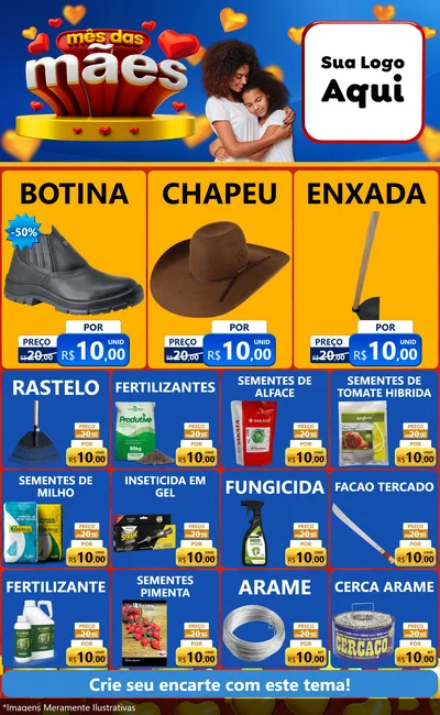 Modelo de Encarte para Encarte Grande com o tema Mês das Mães para Agropecuária