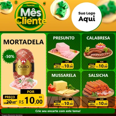 Modelo de Rede Social para Feed Facebook com o tema Especial Mês do Cliente para Frios e Laticínios