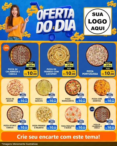 Modelo de Rede Social para Feed Instagram com o tema Oferta do Dia para Pizzaria