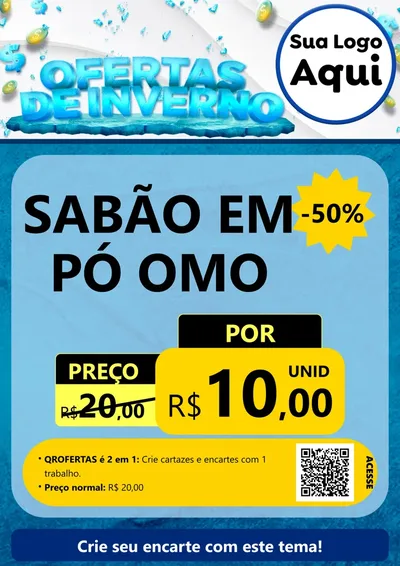 Modelo de Cartaz para Cartaz A4 Vertical com o tema Ofertas de Inverno para Produtos de Limpeza