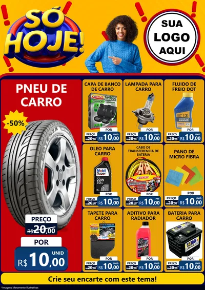 Modelo de Encarte para Encarte A4 Vertical com o tema Só Hoje! para Auto peças