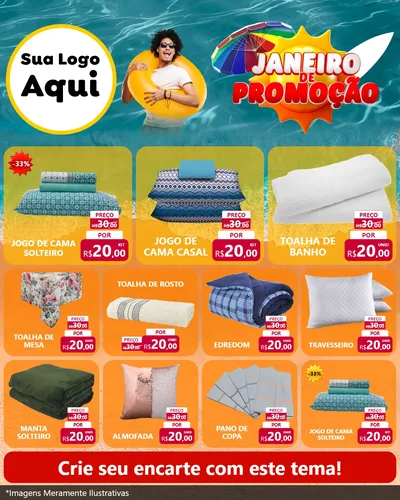 Modelo de Rede Social para Feed Instagram com o tema Janeiro de Promoção para Cama, Mesa e Banho