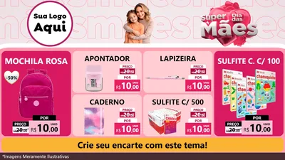 Modelo de TV para TV Horizontal com o tema Super Dia Das Mães para Papelaria