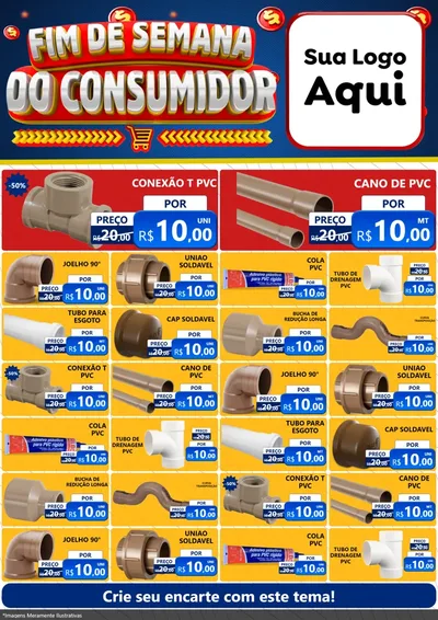 Modelo de Encarte para Encarte A4 Vertical com o tema Fim de Semana do Consumidor para Tubos e conexões