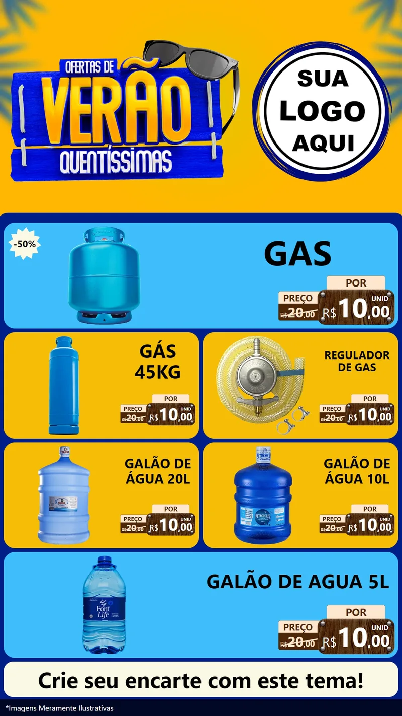 Modelo de TV para TV Vertical com o tema Ofertas de Verão Quentíssimas para Água e gás