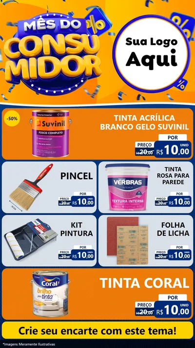 Modelo de TV para TV Vertical com o tema Mês do Consumidor para Tintas e Ferramentas
