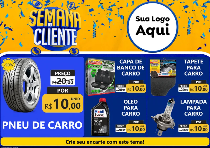 Modelo de Encarte para Encarte A4 Horizontal com o tema Semana do Cliente para Auto peças