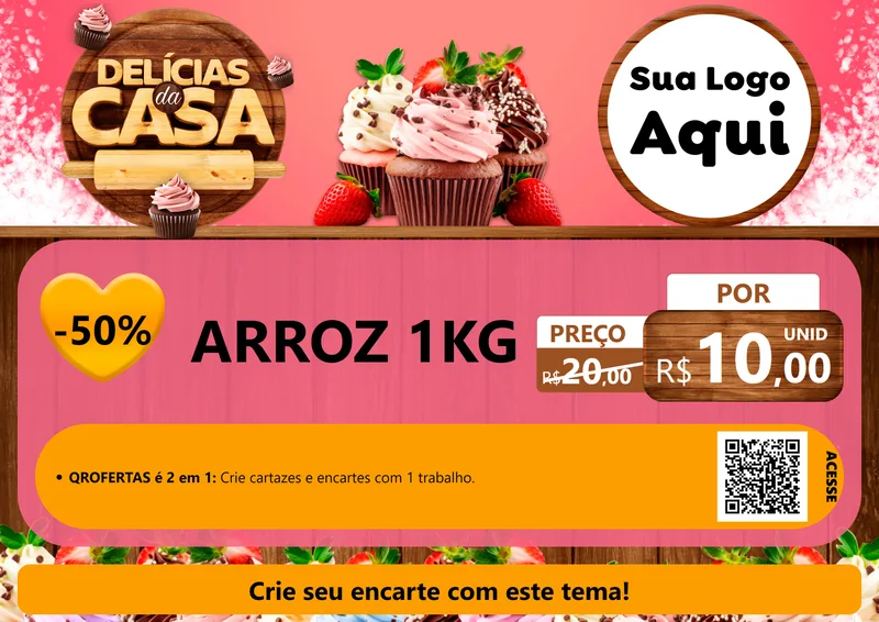 Modelo de Cartaz para Cartaz A4 Horizontal com o tema Delícias da Casa para Supermercado