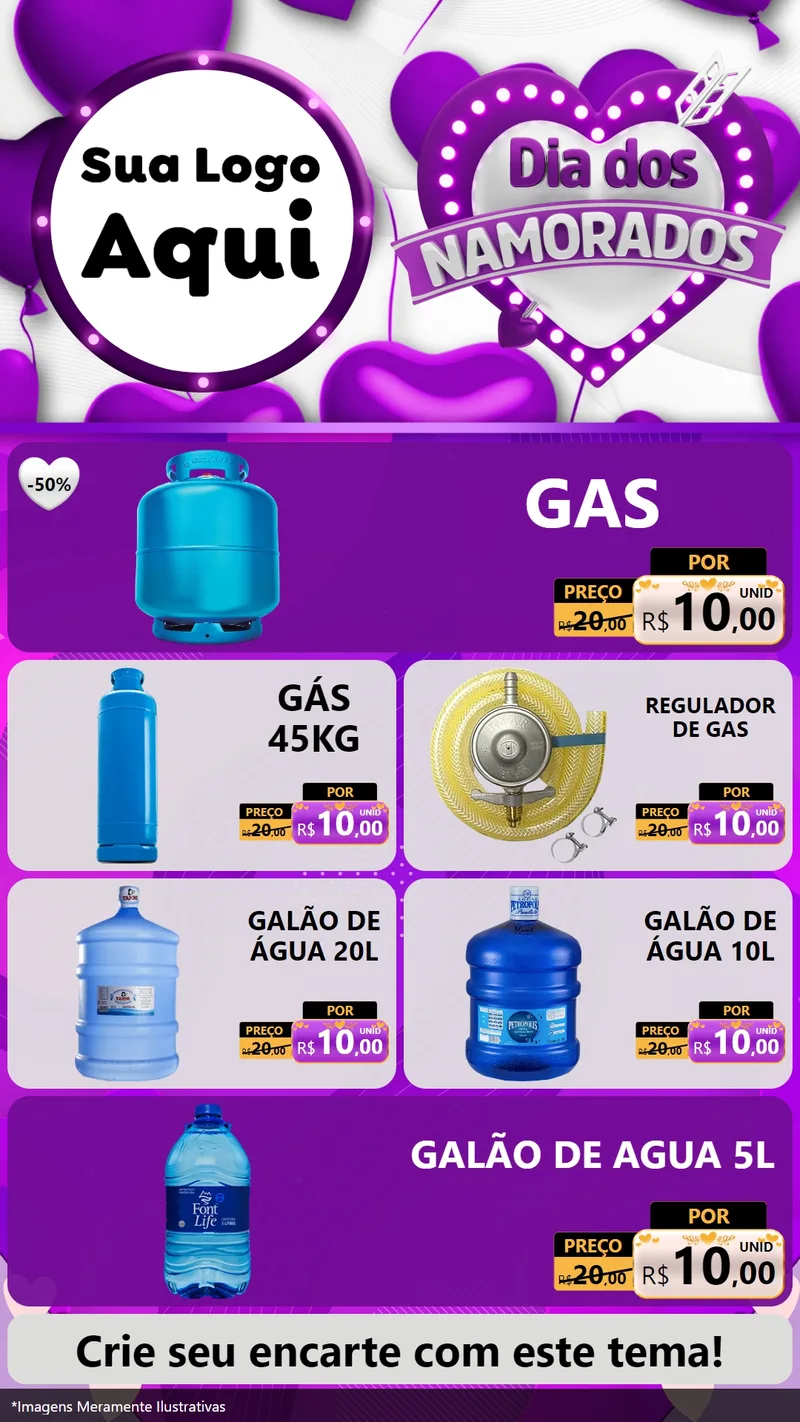 Modelo de TV para TV Vertical com o tema Dia dos Namorados para Água e gás