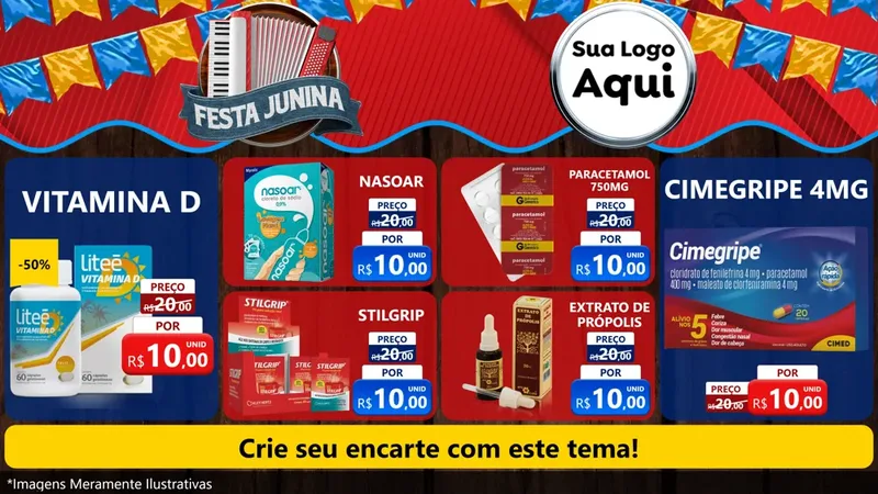 Modelo de TV para TV Horizontal com o tema Festa Junina para Farmácia