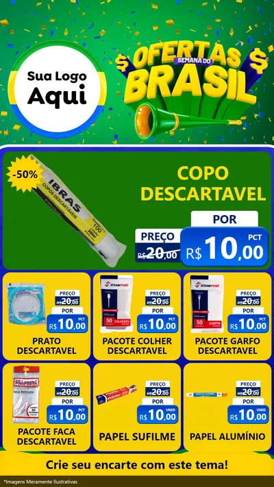 Modelo de Rede Social para Stories com o tema Ofertas Semana do Brasil para Embalagens