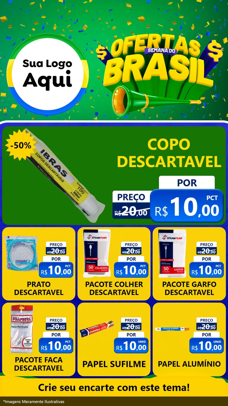 Modelo de Rede Social para Stories com o tema Ofertas Semana do Brasil para Embalagens