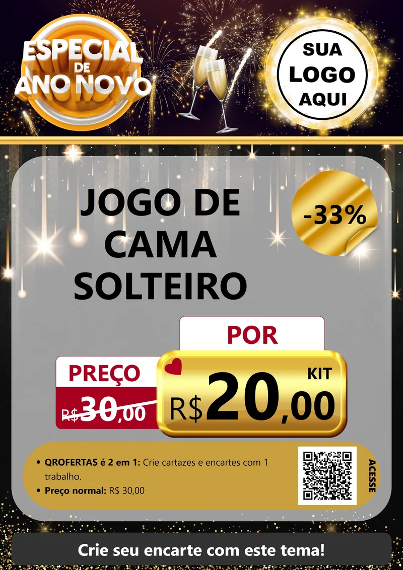 Modelo de Cartaz para Cartaz A4 Vertical com o tema Especial de Ano Novo para Cama, Mesa e Banho