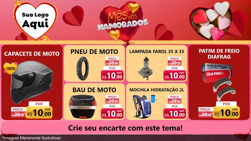 Modelo de TV para TV Horizontal com o tema Mês dos Namorados para Moto peças