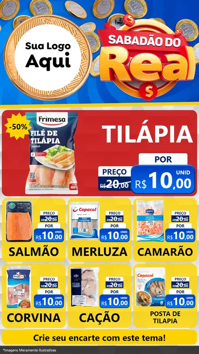 Modelo de Rede Social para Stories com o tema Sabadão do Real para Peixaria