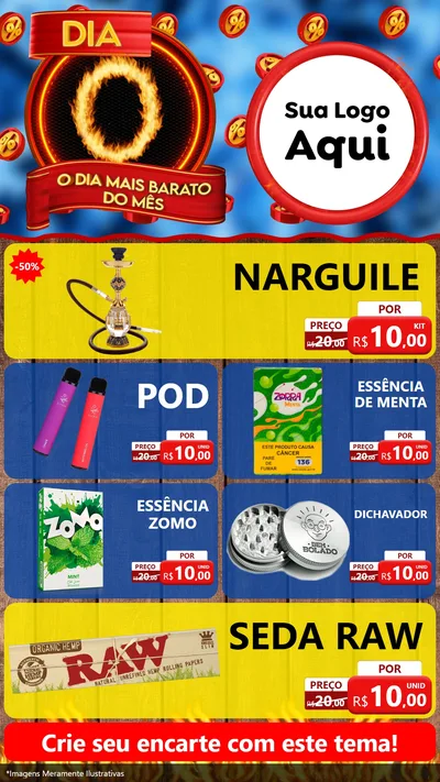 Modelo de TV para TV Vertical com o tema Dia O - O Dia Mais Barato Do Mês para Tabacaria