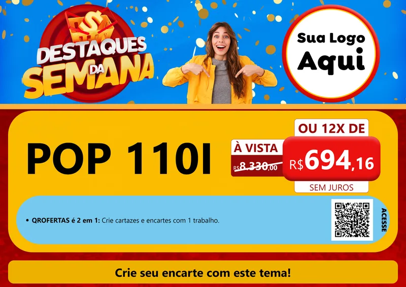 Modelo de Cartaz para Cartaz A4 Horizontal com o tema Destaques da Semana para Concessionaria de Motos