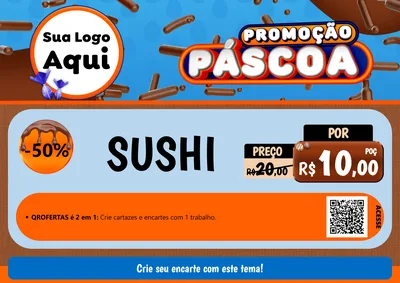 Modelo de Cartaz para Cartaz A4 Horizontal com o tema Promoção Páscoa para Comida japonesa